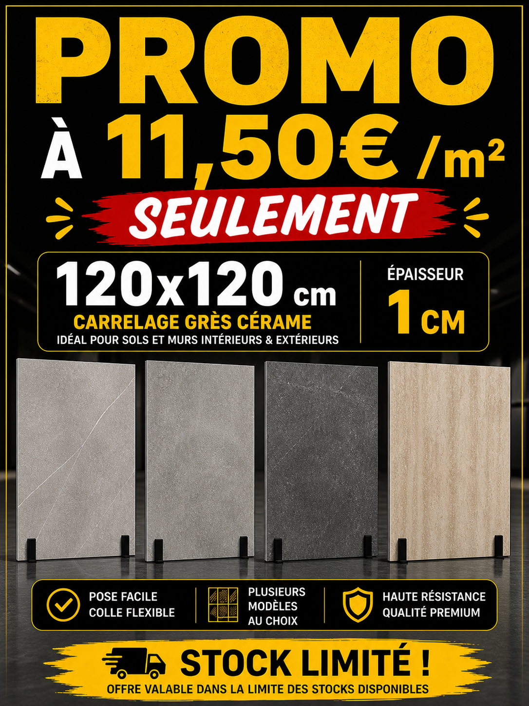 Carrelage 120x120 matte (LOT ENTIER)